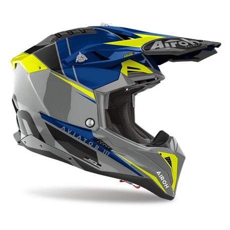CASCO AIROH AVIATOR 3 PUSH BLUE GLOSS - Imagen 2